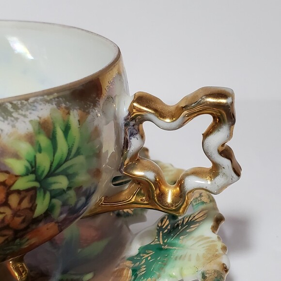 Royal Sealy Fruit Teacup and Saucer Pineapple Grapes Strawberries - Picture 3 of 10